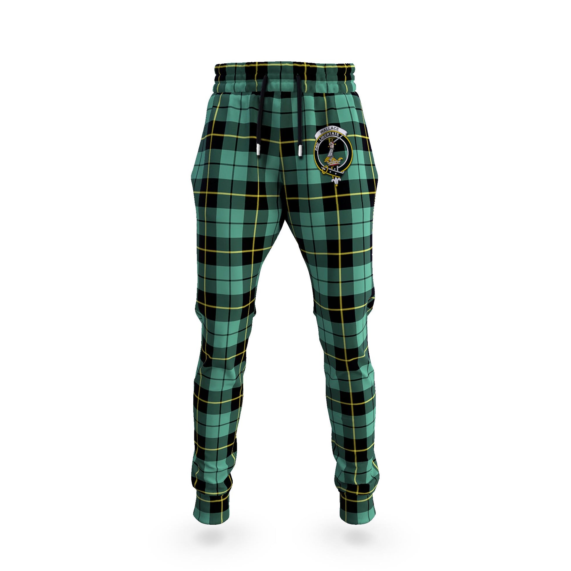 Wallace Hunting Ancient Tartan Joggers Pants with Family Crest 5XL - Tartan Vibes Clothing