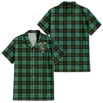 Wallace Hunting Ancient Tartan Short Sleeve Button Down Shirt with Family Crest