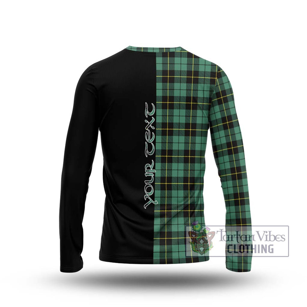 Wallace Hunting Ancient Tartan Long Sleeve T-Shirt with Family Crest and Half Of Me Style - Tartanvibesclothing Shop