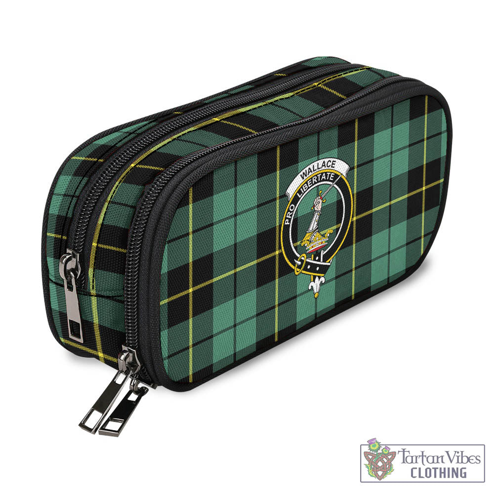 Tartan Vibes Clothing Wallace Hunting Ancient Tartan Pen and Pencil Case with Family Crest