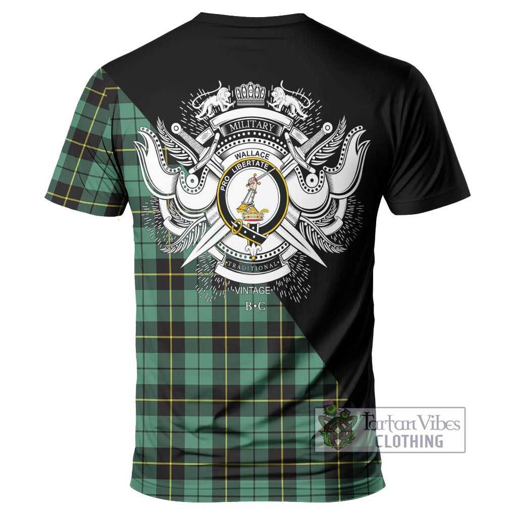 Wallace Hunting Ancient Tartan T-Shirt with Family Crest and Military Logo Style - Tartanvibesclothing Shop