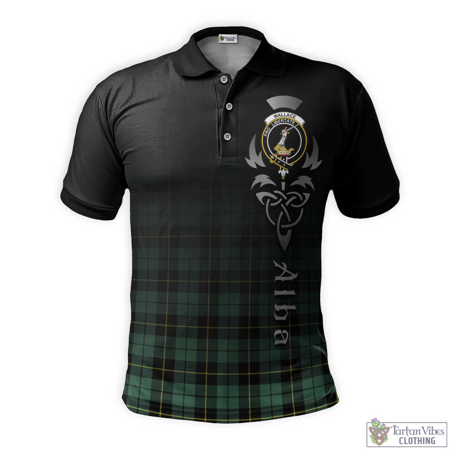 Tartan Vibes Clothing Wallace Hunting Ancient Tartan Polo Shirt Featuring Alba Gu Brath Family Crest Celtic Inspired