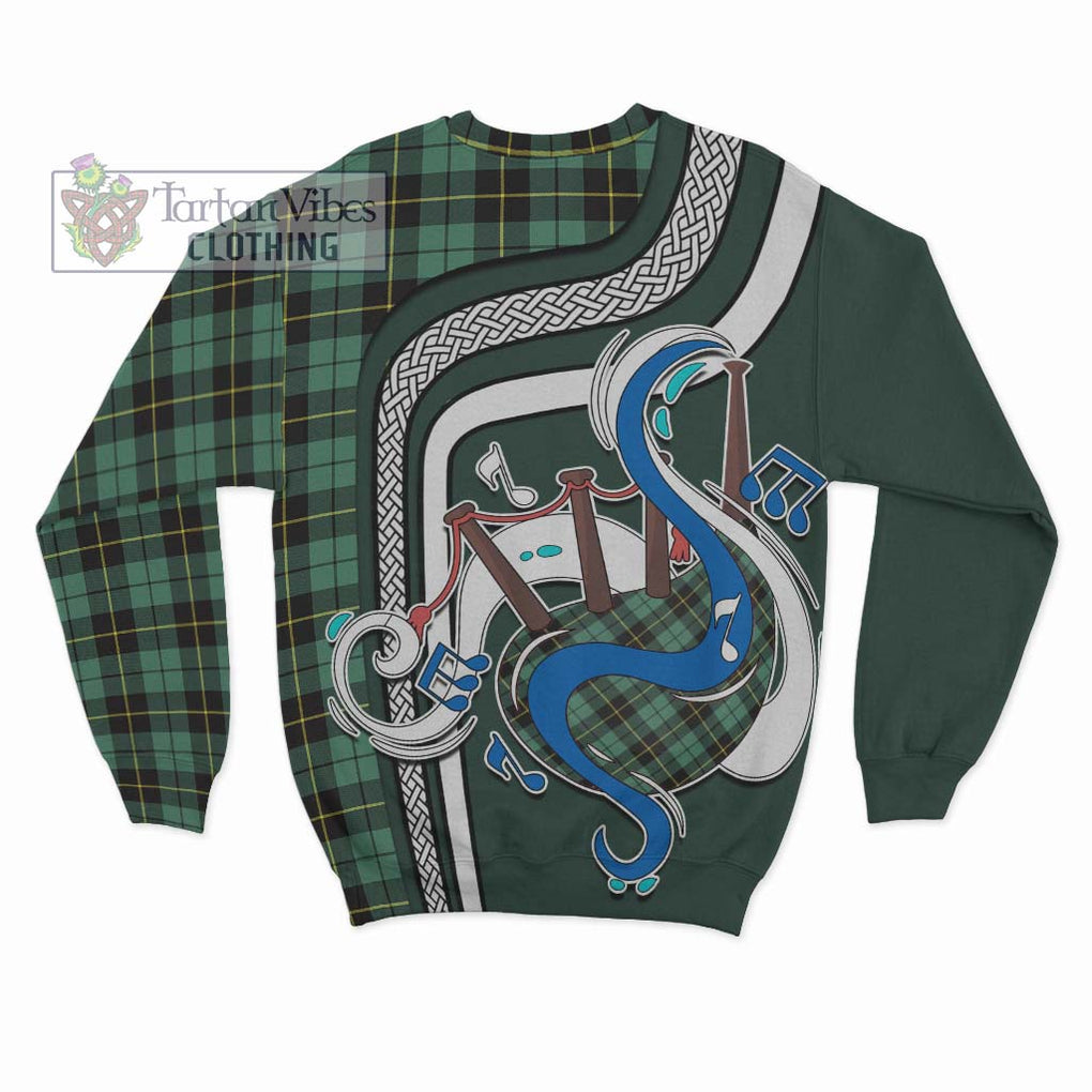 Tartan Vibes Clothing Wallace Hunting Ancient Tartan Sweatshirt with Epic Bagpipe Style