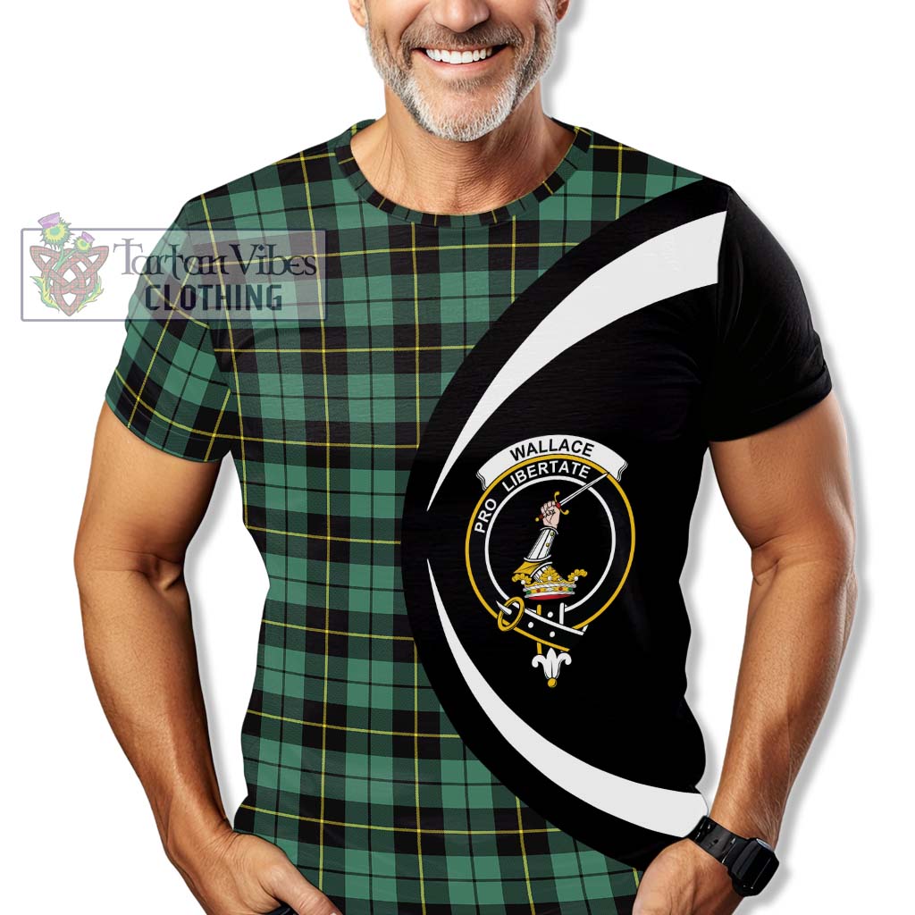 Tartan Vibes Clothing Wallace Hunting Ancient Tartan T-Shirt with Family Crest Circle Style