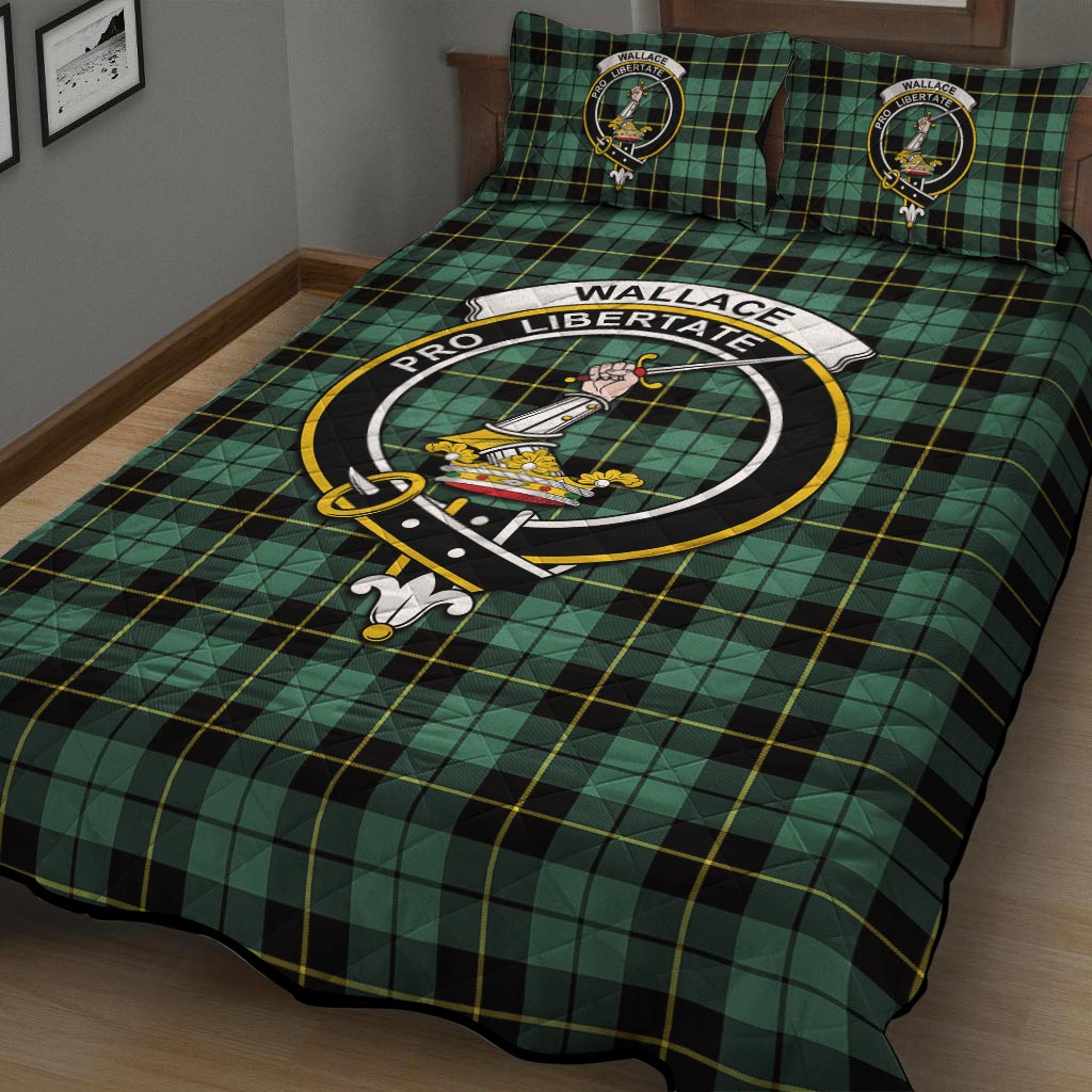 Wallace Hunting Ancient Tartan Quilt Bed Set with Family Crest - Tartan Vibes Clothing