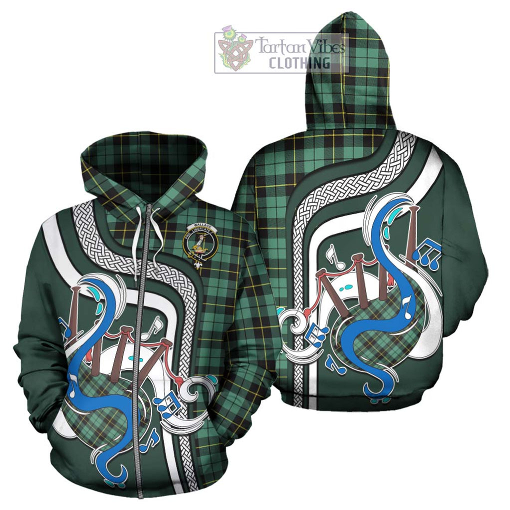 Wallace Hunting Ancient Tartan Hoodie with Epic Bagpipe Style - Tartanvibesclothing Shop