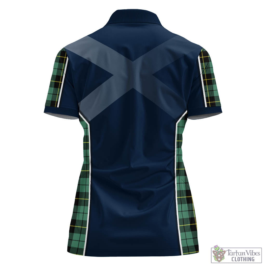 Tartan Vibes Clothing Wallace Hunting Ancient Tartan Women's Polo Shirt with Family Crest and Scottish Thistle Vibes Sport Style