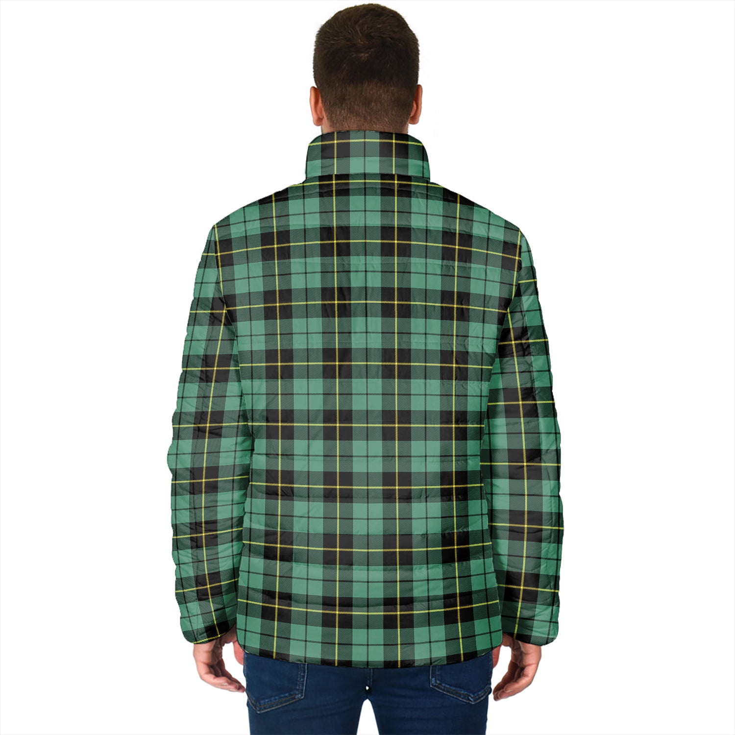 Wallace Hunting Ancient Tartan Padded Jacket with Family Crest - Tartan Vibes Clothing