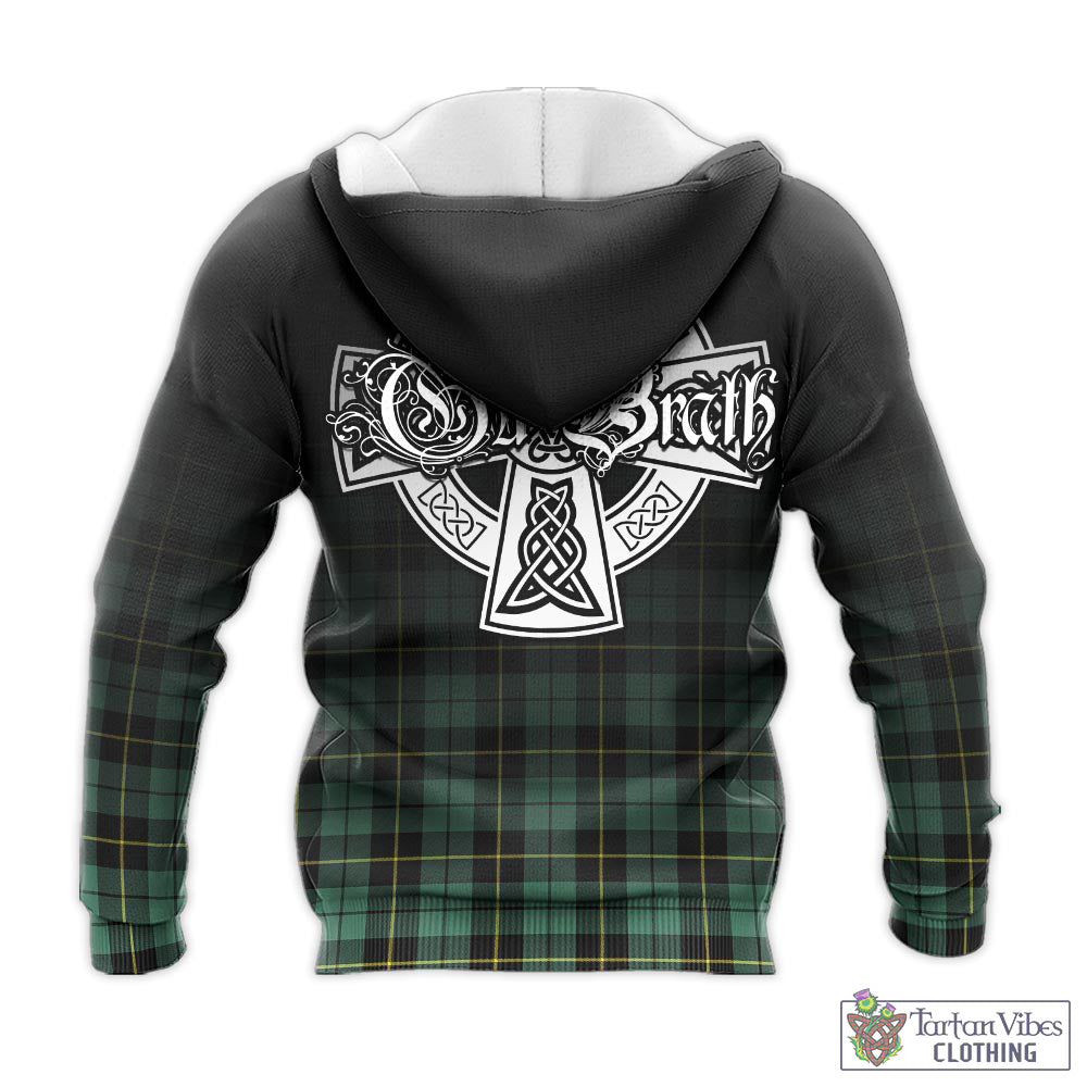 Tartan Vibes Clothing Wallace Hunting Ancient Tartan Knitted Hoodie Featuring Alba Gu Brath Family Crest Celtic Inspired