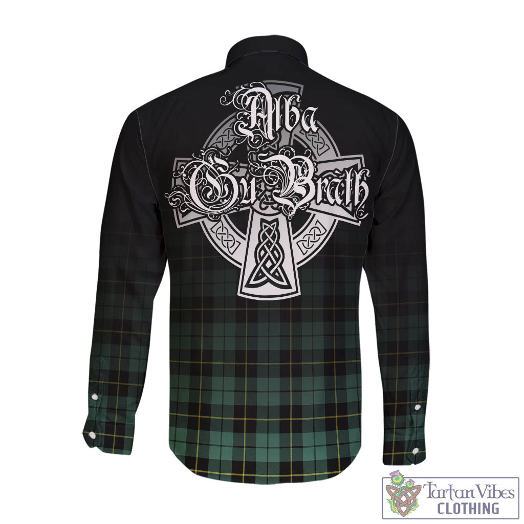 Tartan Vibes Clothing Wallace Hunting Ancient Tartan Long Sleeve Button Up Featuring Alba Gu Brath Family Crest Celtic Inspired