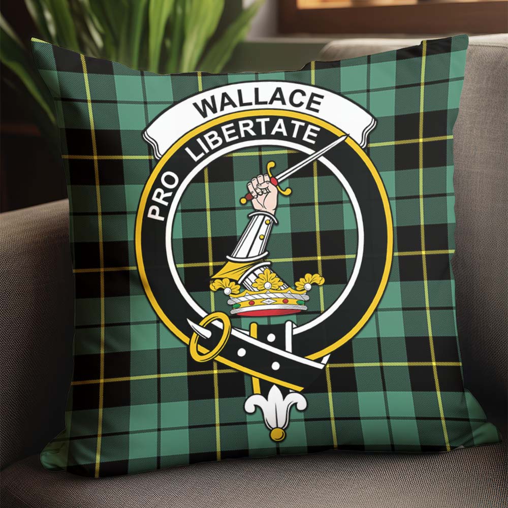 Wallace Hunting Ancient Tartan Pillow Cover with Family Crest - Tartanvibesclothing