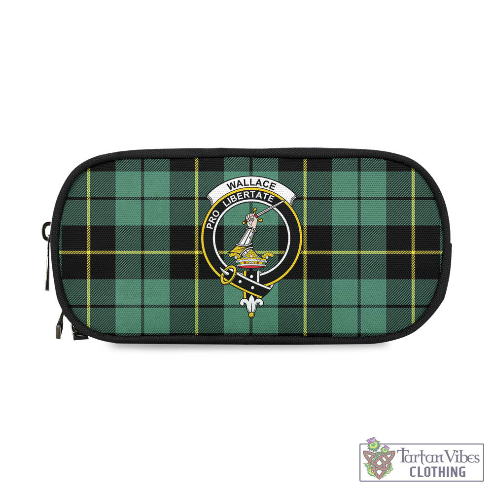 Tartan Vibes Clothing Wallace Hunting Ancient Tartan Pen and Pencil Case with Family Crest