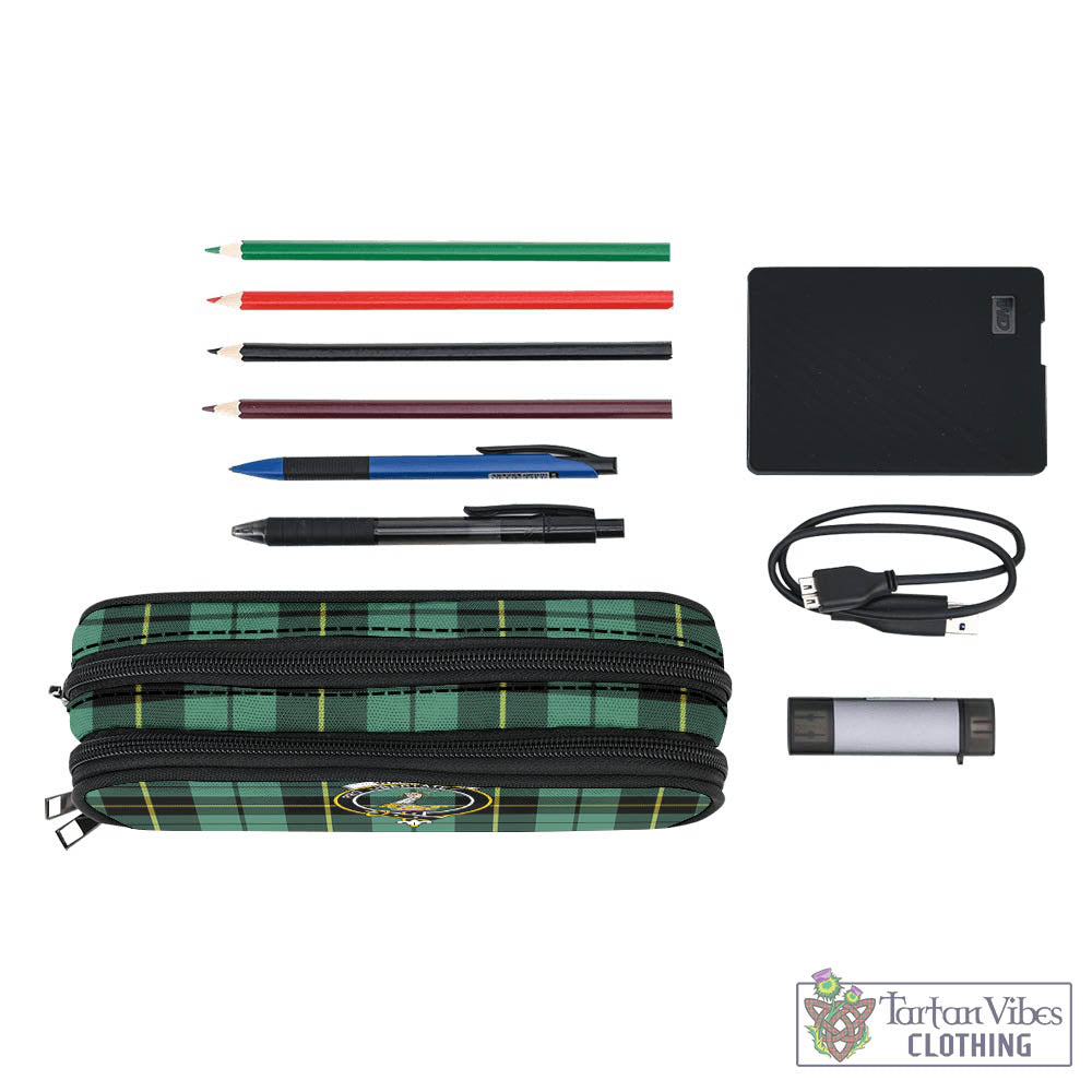 Tartan Vibes Clothing Wallace Hunting Ancient Tartan Pen and Pencil Case with Family Crest