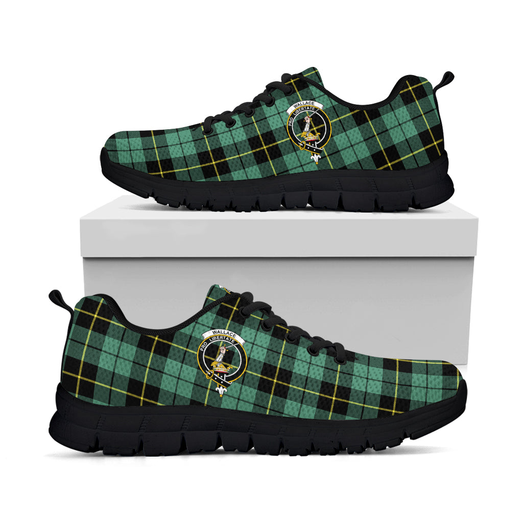 Wallace Hunting Ancient Tartan Sneakers with Family Crest - Tartan Vibes Clothing