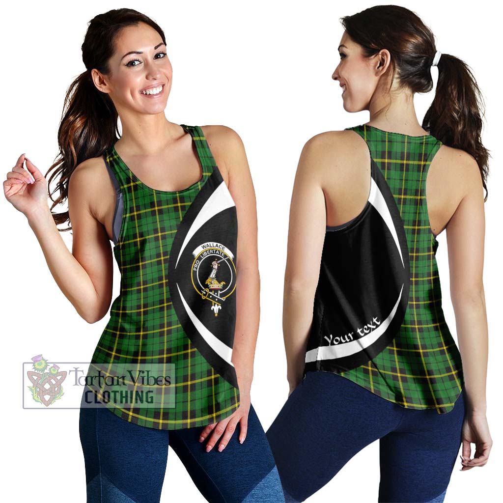 Wallace Hunting Green Tartan Women's Racerback Tanks with Family Crest Circle Style 4XL - Tartan Vibes Clothing