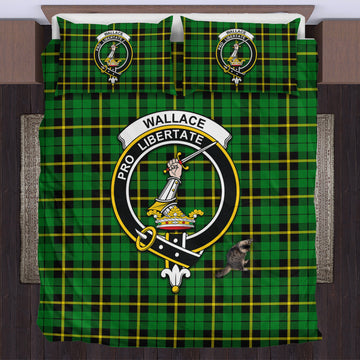 Wallace Hunting Green Tartan Bedding Set with Family Crest