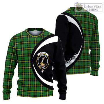 Wallace Hunting Green Tartan Ugly Sweater with Family Crest Circle Style