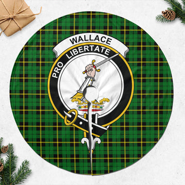 Wallace Hunting Green Tartan Christmas Tree Skirt with Family Crest