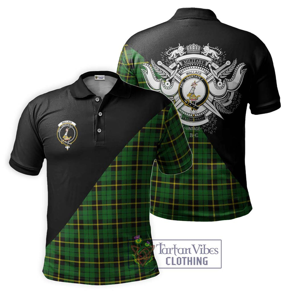 Wallace Hunting Green Tartan Polo Shirt with Family Crest and Military Logo Style Kid - Tartanvibesclothing Shop