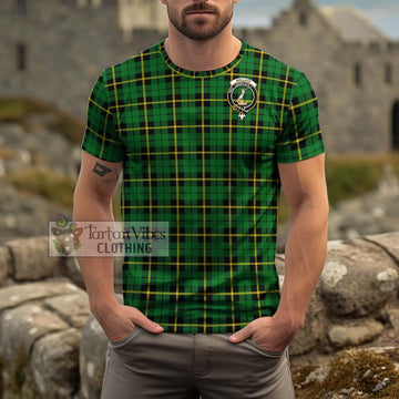 Wallace Hunting Green Tartan Cotton T-Shirt with Family Crest