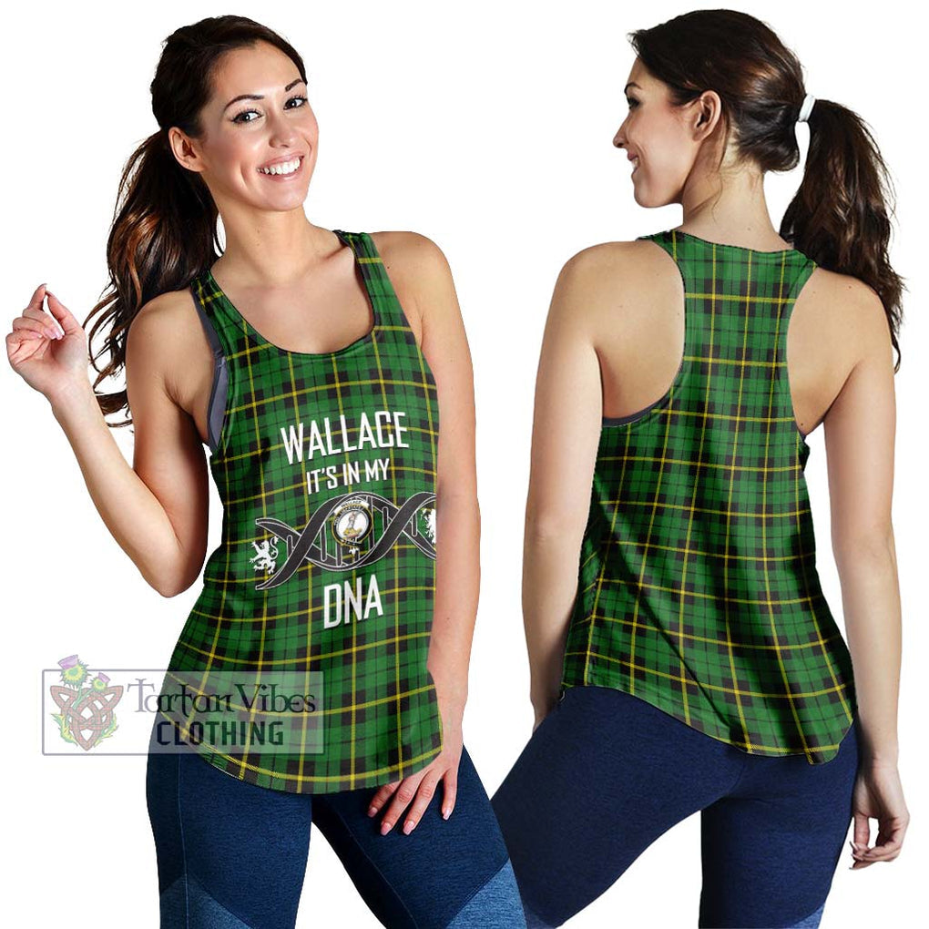 Wallace Hunting Green Tartan Women's Racerback Tanks with Family Crest DNA In Me Style 4XL - Tartanvibesclothing Shop