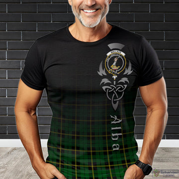 Wallace Hunting Green Tartan T-Shirt Featuring Alba Gu Brath Family Crest Celtic Inspired