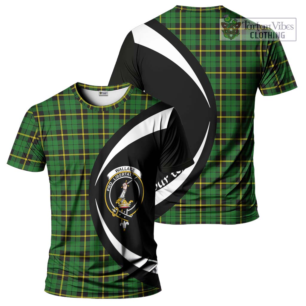 Tartan Vibes Clothing Wallace Hunting Green Tartan T-Shirt with Family Crest Circle Style