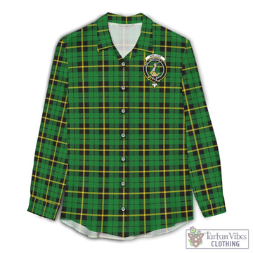 Wallace Hunting Green Tartan Women's Casual Shirt with Family Crest