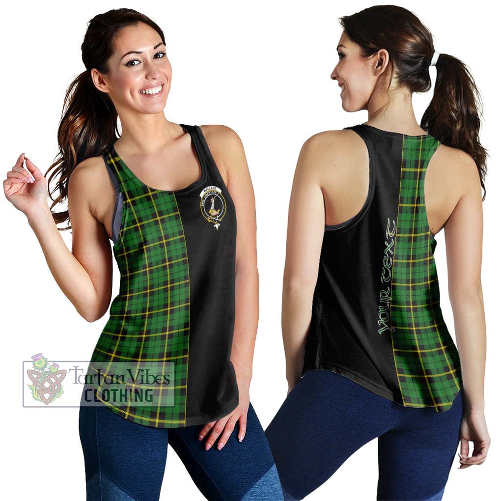 Wallace Hunting Green Tartan Women's Racerback Tanks with Family Crest and Half Of Me Style 4XL - Tartanvibesclothing Shop