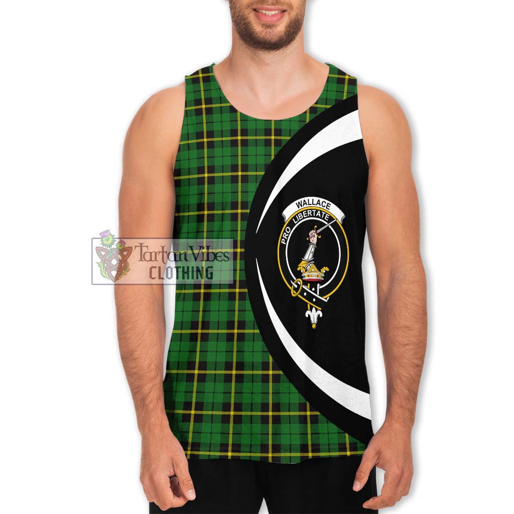 Wallace Hunting Green Tartan Men's Tank Top with Family Crest Circle Style Men - Tartan Vibes Clothing