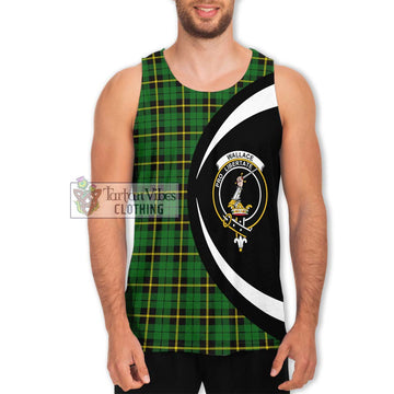 Wallace Hunting Green Tartan Men's Tank Top with Family Crest Circle Style