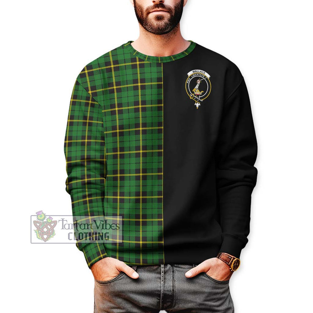 Wallace Hunting Green Tartan Sweatshirt with Family Crest and Half Of Me Style Unisex - Tartanvibesclothing Shop