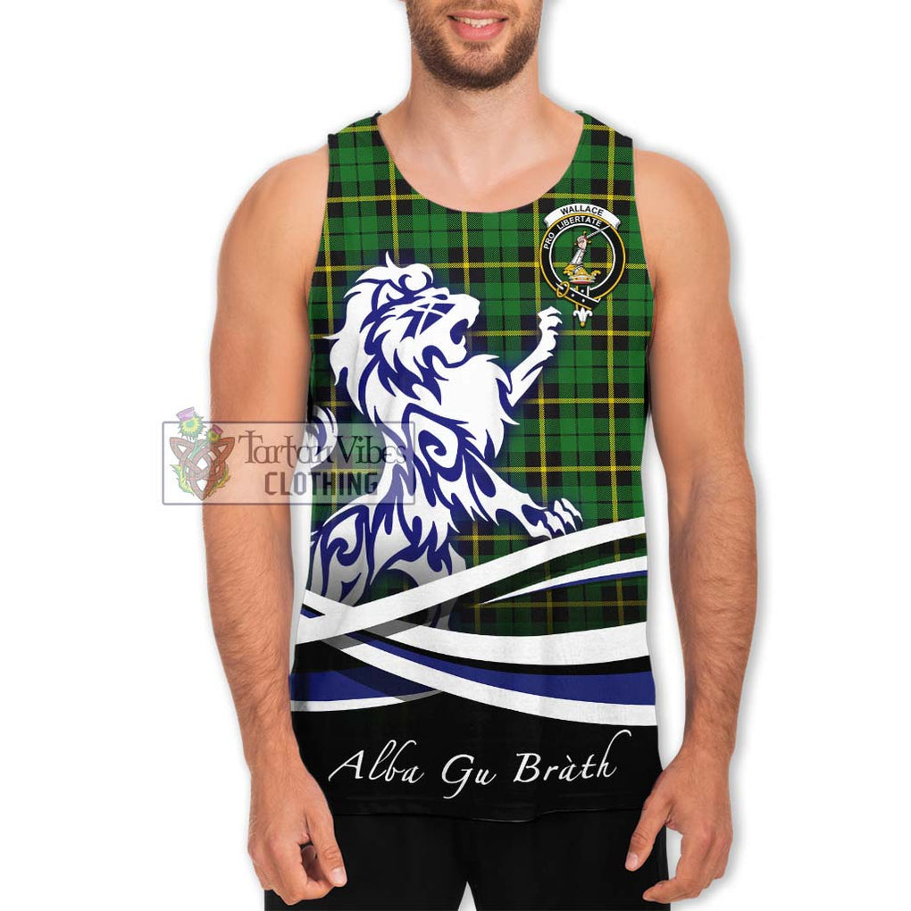 Wallace Hunting Green Tartan Men's Tank Top with Alba Gu Brath Regal Lion Emblem Men - Tartanvibesclothing Shop