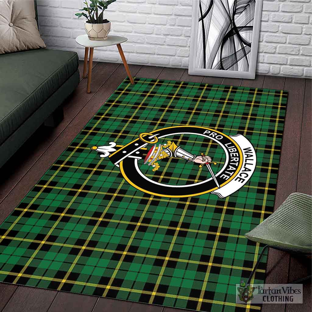 Tartan Vibes Clothing Wallace Hunting Green Tartan Area Rug with Family Crest