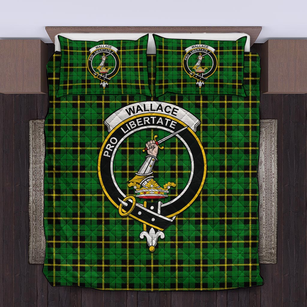 Wallace Hunting Green Tartan Quilt Bed Set with Family Crest Twin - Tartan Vibes Clothing