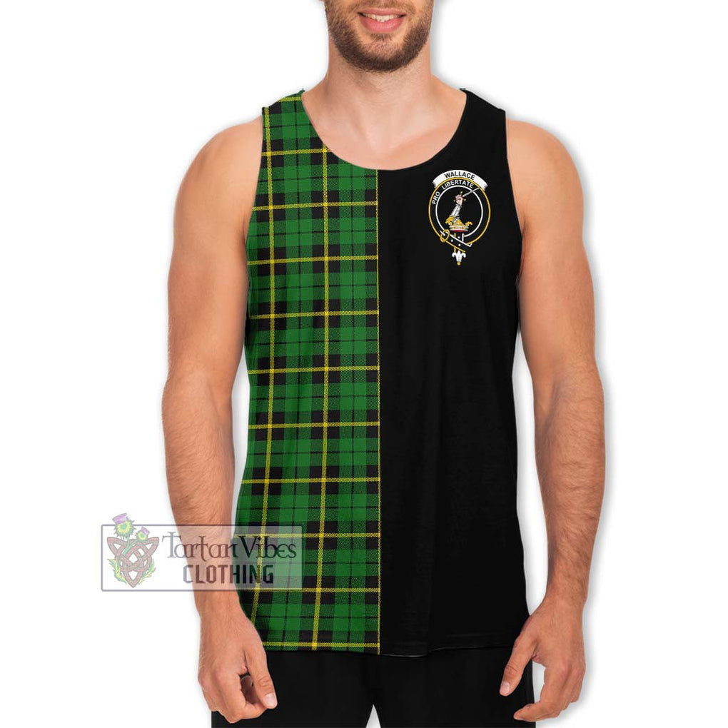 Wallace Hunting Green Tartan Men's Tank Top with Family Crest and Half Of Me Style Men - Tartanvibesclothing Shop