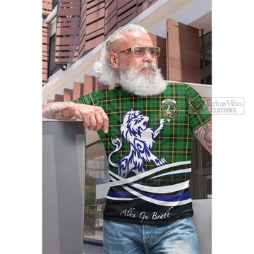 Wallace Hunting Green Tartan Cotton T-shirt with Alba Gu Brath Regal Lion Emblem