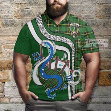 Wallace Hunting Green Tartan Polo Shirt with Epic Bagpipe Style