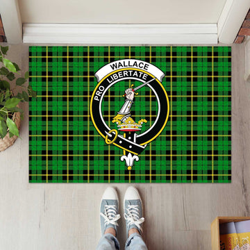 Wallace Hunting Green Tartan Door Mat with Family Crest