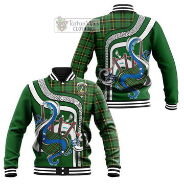 Wallace Hunting Green Tartan Baseball Jacket with Epic Bagpipe Style