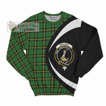 Wallace Hunting Green Tartan Sweatshirt with Family Crest Circle Style