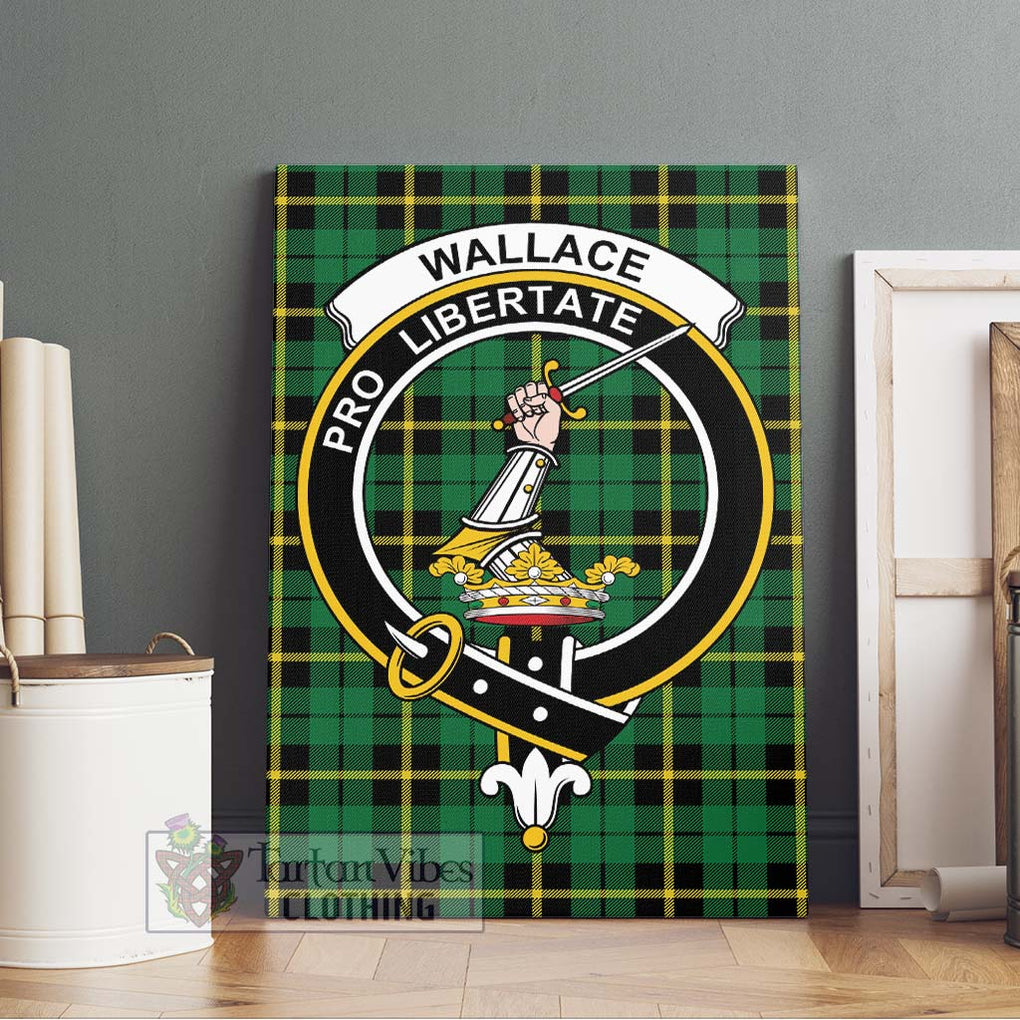 Wallace Hunting Green Tartan Canvas Print Wall Art with Family Crest Without Frame - Tartan Vibes Clothing