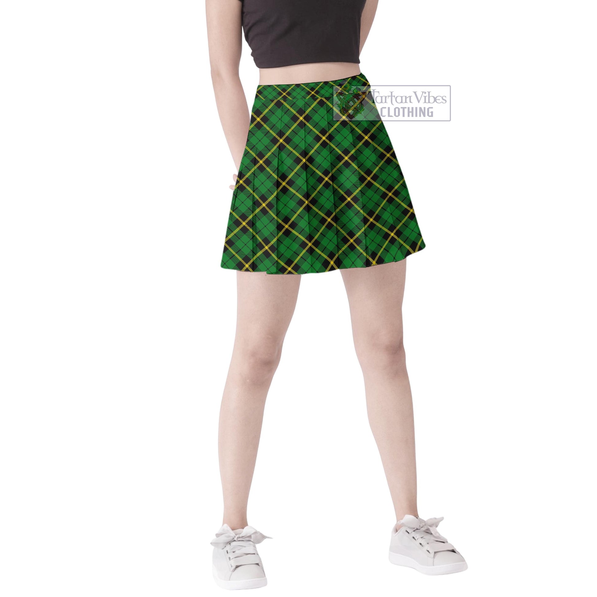 Tartan Vibes Clothing Wallace Hunting Green Tartan Women's Plated Mini Skirt