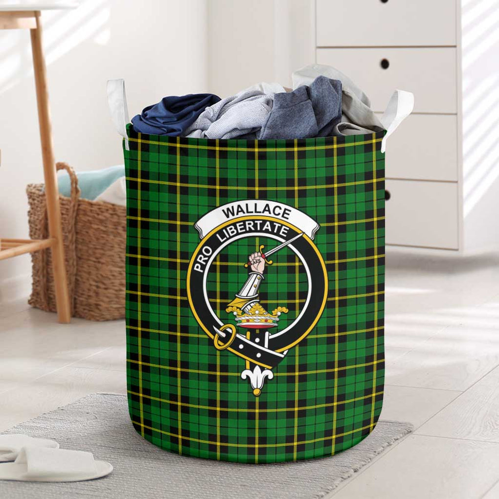 Wallace Hunting Green Tartan Laundry Basket with Family Crest One Size - Tartanvibesclothing Shop