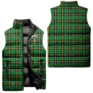 Wallace Hunting Green Tartan Sleeveless Puffer Jacket with Family Crest