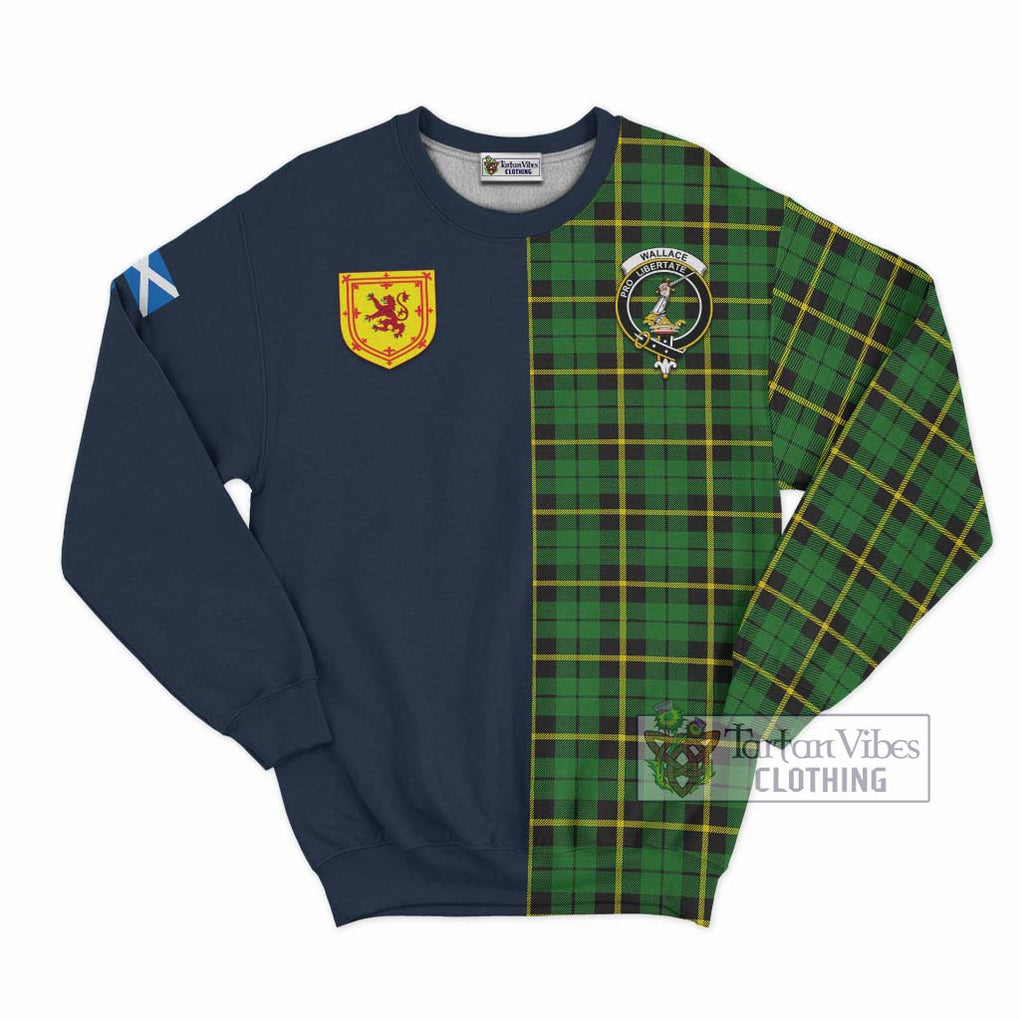 Tartan Vibes Clothing Wallace Hunting Green Tartan Sweatshirt with Scottish Lion Royal Arm Half Style