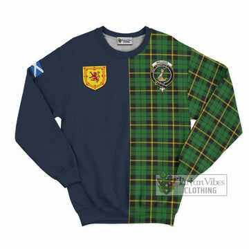 Wallace Hunting Green Tartan Sweatshirt Alba with Scottish Lion Royal Arm Half Style