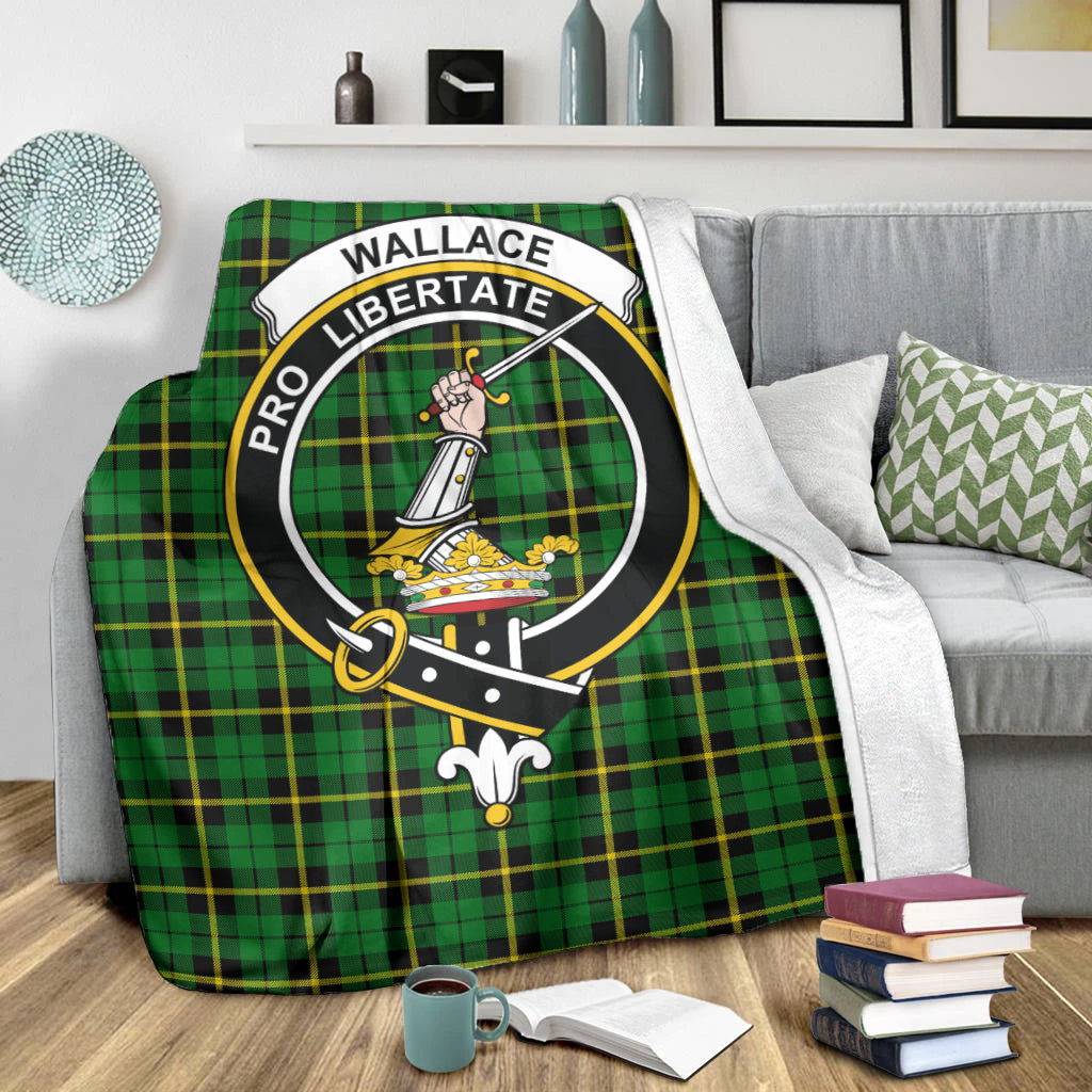 wallace-hunting-green-tartab-blanket-with-family-crest