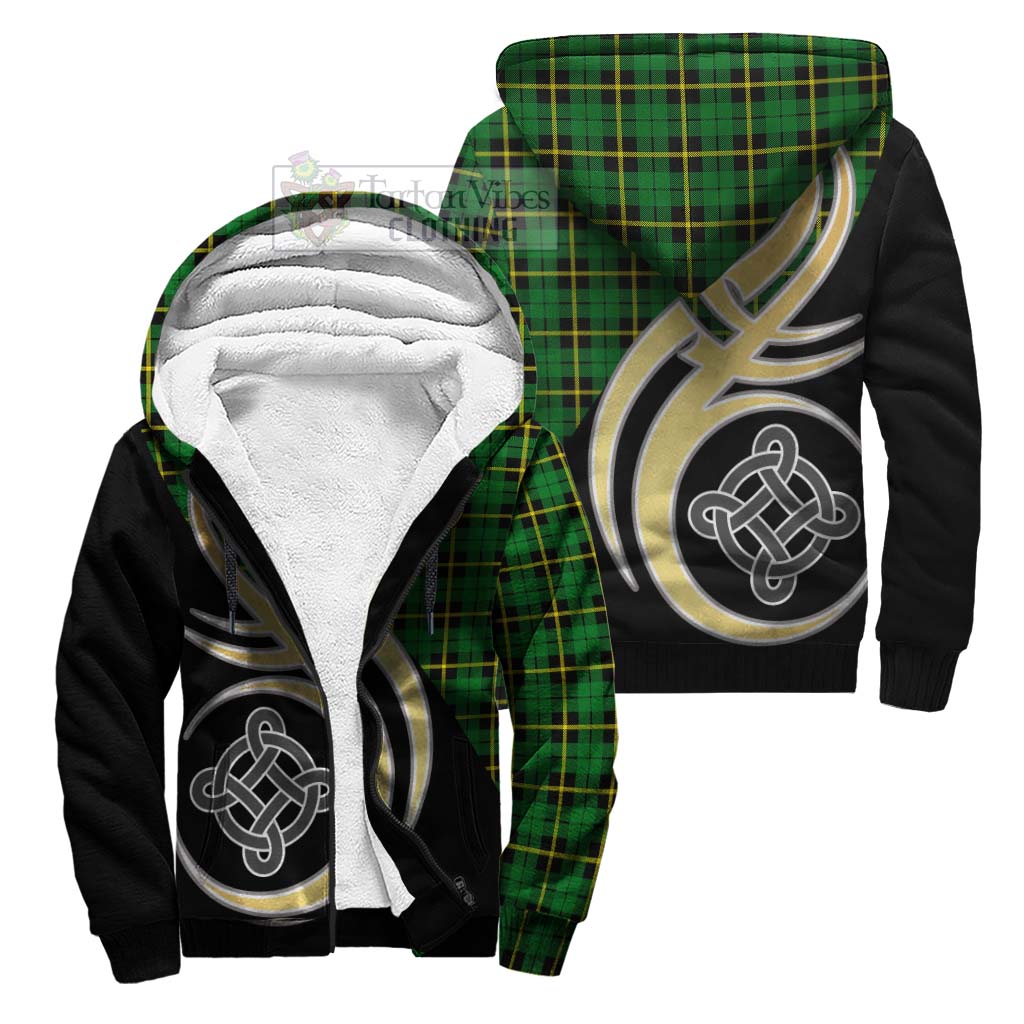 Wallace Hunting Green Tartan Sherpa Hoodie with Family Crest and Celtic Symbol Style Unisex S - Tartan Vibes Clothing