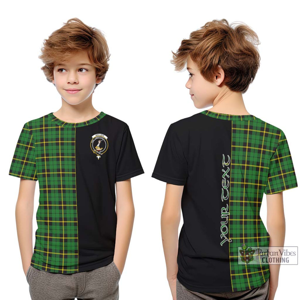 Wallace Hunting Green Tartan Kid T-Shirt with Family Crest and Half Of Me Style Youth XL Size14 - Tartanvibesclothing Shop